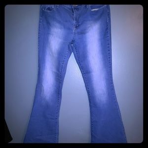 High rise stretch flare jeans